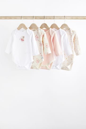 Pink Baby Long Sleeve Bodysuits 5 Pack