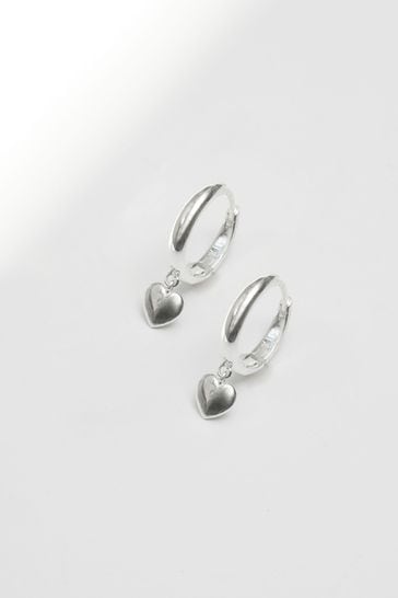 Simply Silver Silver Tone Polished Heart Hoop Earrings