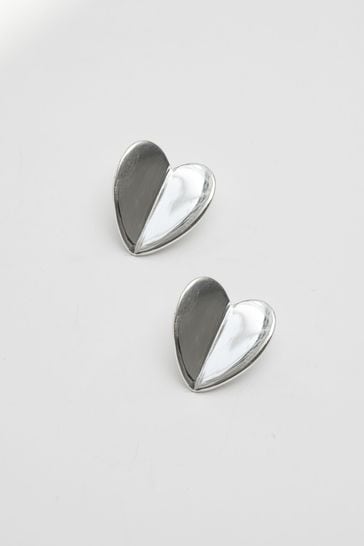 Simply Silver Sterling  Silver 925 Heart Stud Earrings