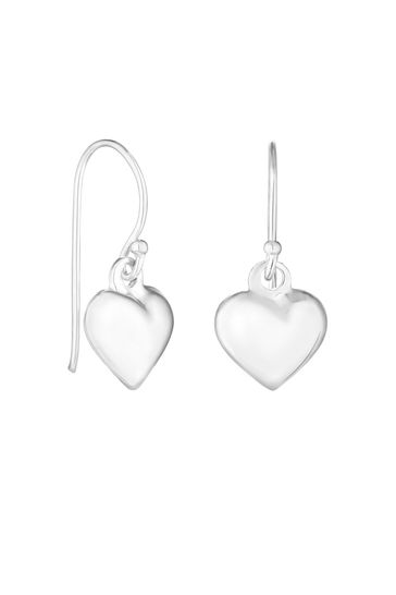 Silver heart drop shop earrings