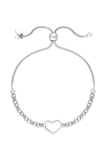 Simply Silver Sterling Silver Tone Silver 925 Open Heart Toggle Bracelet