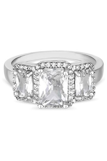 Jon Richard White Silver Tone Crystal Cubic Zirconia Ring