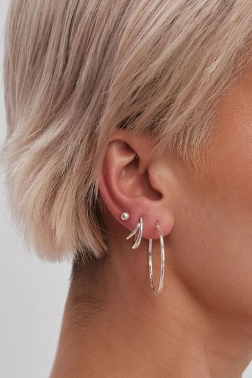 Sterling silver diamond cut hoop earrings top