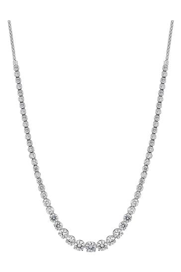 Jon Richard Silver Cubic Zirconia Graduated Tennis Necklace in a Gift Box