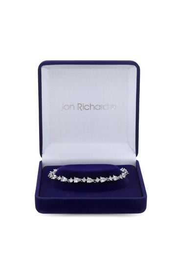 Jon Richard Silver Tone Rhodium Plated Cubic Zirconia Gift Boxed Bracelet