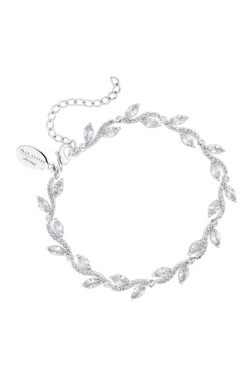 Buy Jon Richard Silver Tone Rhodium Plated Pave Wave Leaf Bracelet
