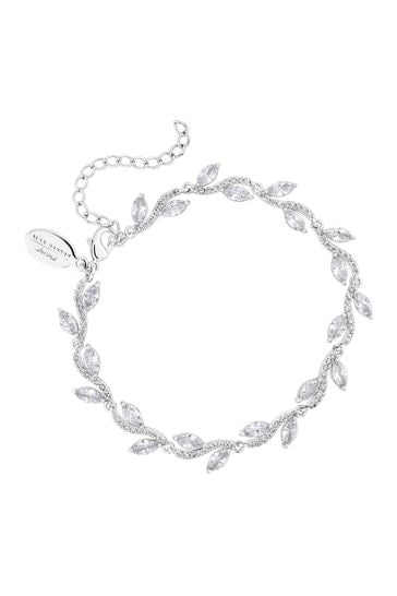 Jon Richard Silver Tone Rhodium Plated Pave Wave Leaf Bracelet