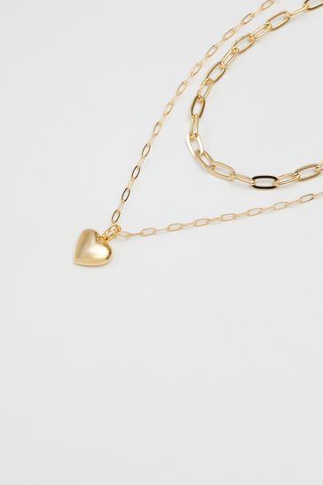 Buy Jon Richard Gold Tone Polished Layered Heart Necklace from Next Denmark