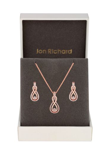 Jon Richard Rose Gold Plated Cubic Zirconia Set - Gift Boxed