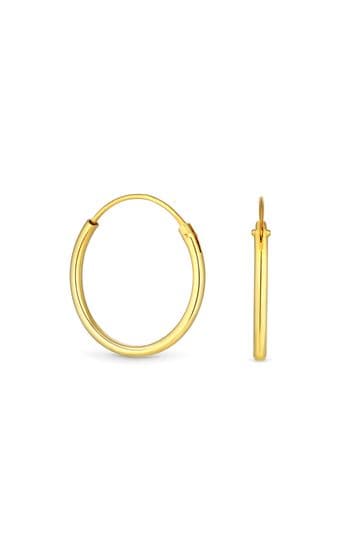 Simply Silver Gold Plated 12ct Silver 925 Polished Mini Sleeper Hoop Earrings