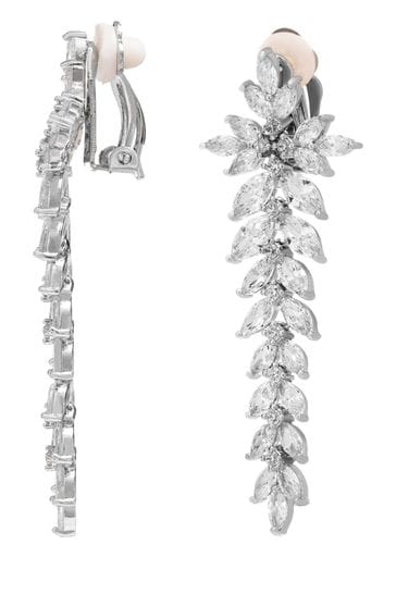 Jon Richard Silver Tone Cubic Zirconia Crystal Statement Clip On Earrings