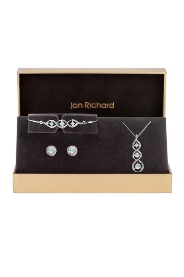 Jon Richard Silver Tone Opal Trio Gift Boxed Set