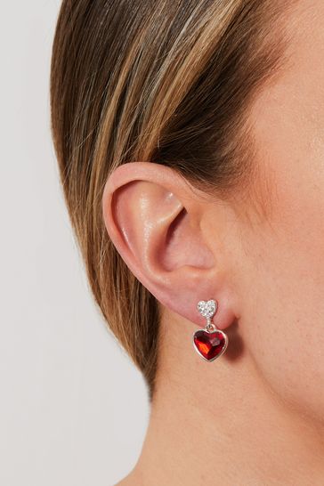 Red heart outlet drop earrings