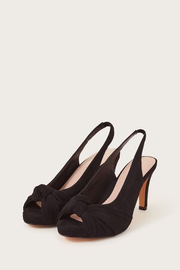 Black suede open sales toe heels