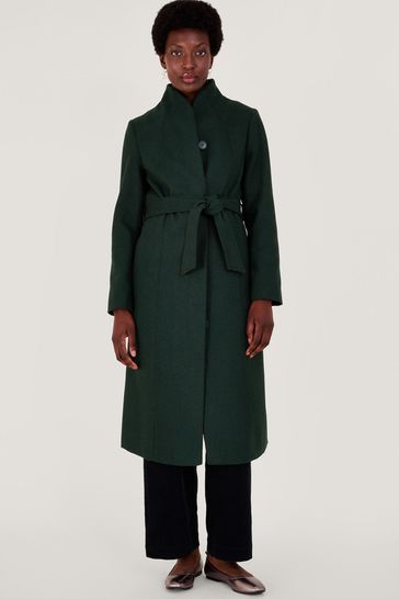 Monsoon Green Saskia Belted Coat