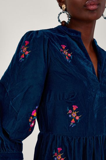 Monsoon navy velvet dress clearance