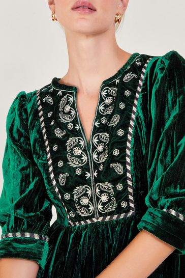 Monsoon green hotsell velvet dress