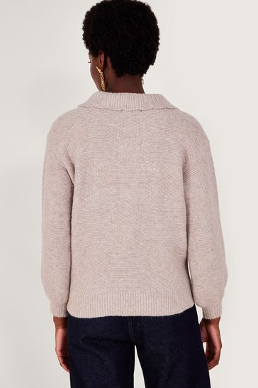 Buy Monsoon Natural Stitch Collar Cardigan from Next Luxembourg