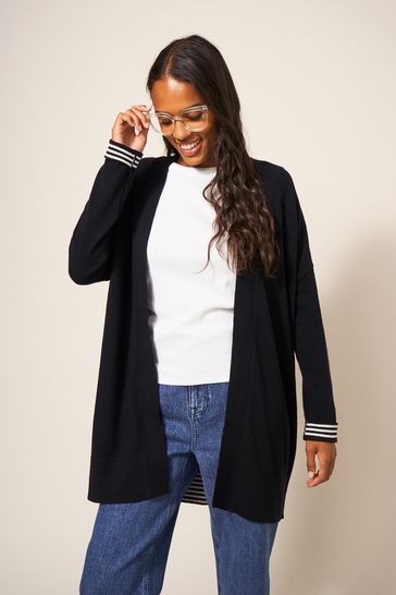 White Stuff Black Longline Laura Cardigan