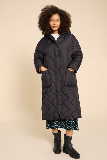 White Stuff Sloane Padded Black Coat