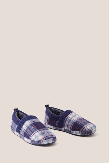 Buy White Stuff Blue Check Closed Back Slippers from Next Denmark