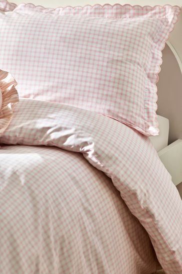 Buy Pink Gingham 100 Cotton Printed Bedding Duvet Cover and