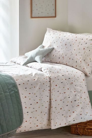 Natural Terrazzo Print Duvet Cover and Pillowcase Set