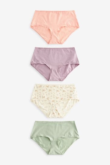 Green/Pink Midi Cotton Rich Knickers 4 Pack