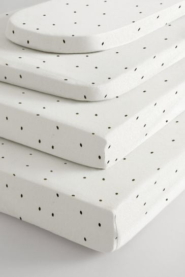 2 Pack White/Grey Speckle Baby 100% Cotton Jersey Fitted Sheets