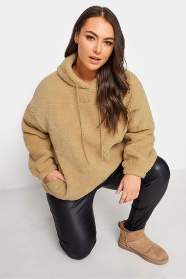 Yours Curve Natural Teddy Faux Fur Hoodie