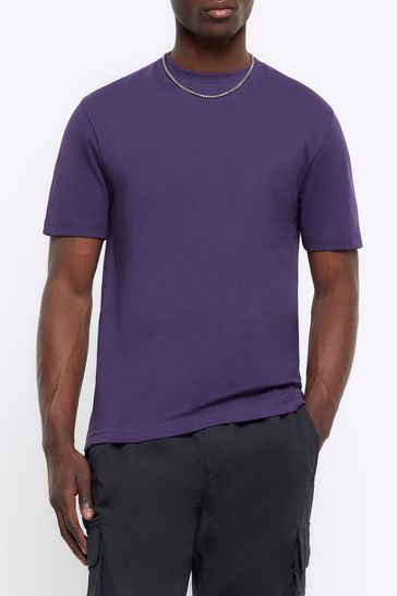 River Island Purple Studio Slim Fit T-Shirt