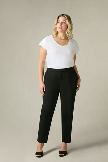 Live Unlimited Curve Tailored Button Detail Black Trousers