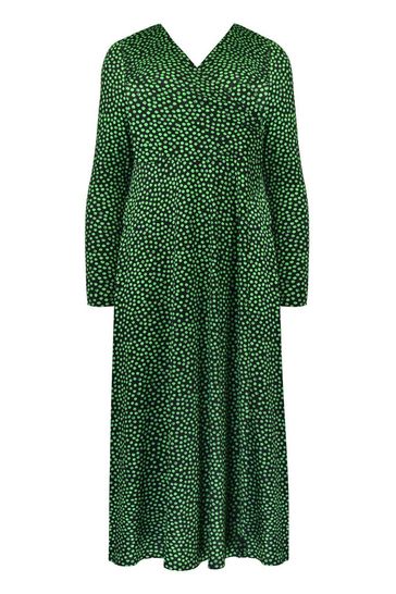 Buy Live Unlimited Green Curve Spot Print Jersey Wrap Dress from