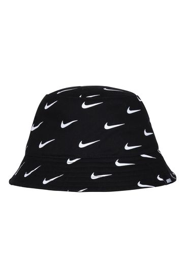 Nike Black Little Kids 100 Cotton Swoosh Bucket Hat