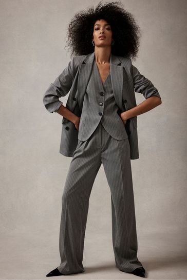 Buy Mint Velvet Grey Pinstripe Wide Trousers from Next Poland