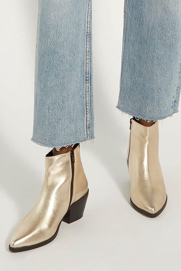 Dune London Gold Papz Low Western Boots
