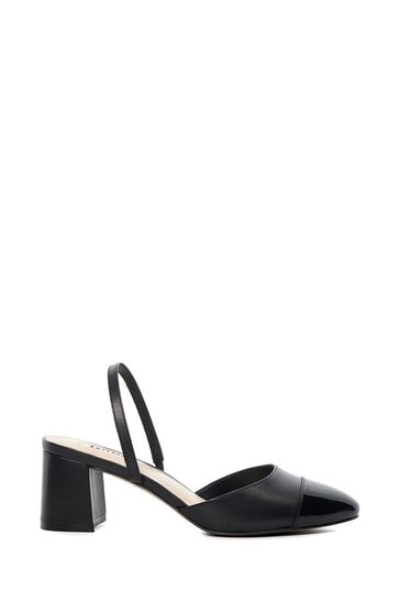 Dune London Black Careful Toe Cap Slingbacks