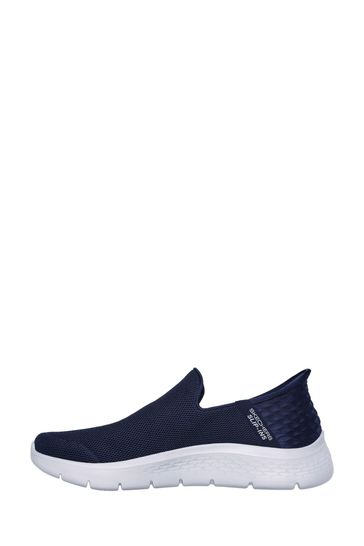 Skechers navy slip on trainers hot sale