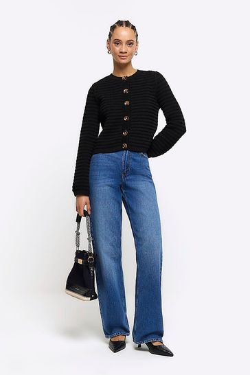 Black sales textured cardigan