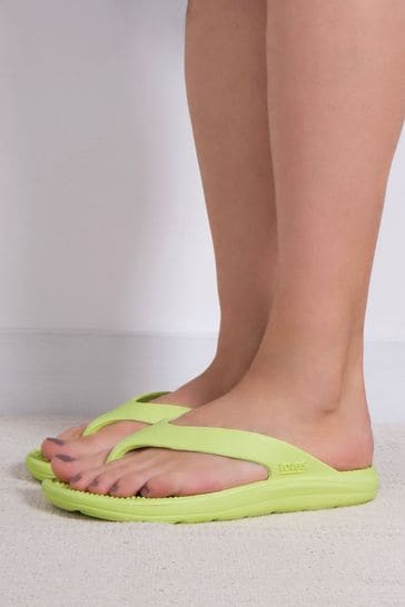 Totes Green Ladies Solbounce Toe Post Flip Flops Sandals