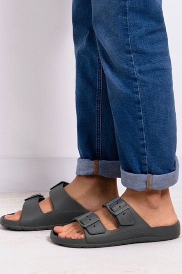 Totes Grey Solbounce Mens Adjustable Double Buckle Slides