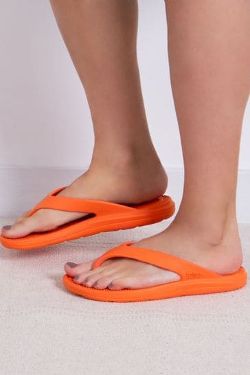 Totes Orange Ladies Solbounce Toe Post Flip Flops Sandals