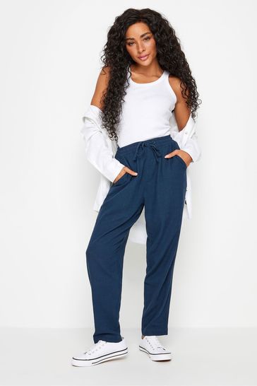 Buy M Co Navy Blue Petite Linen Joggers from Next Bahrain