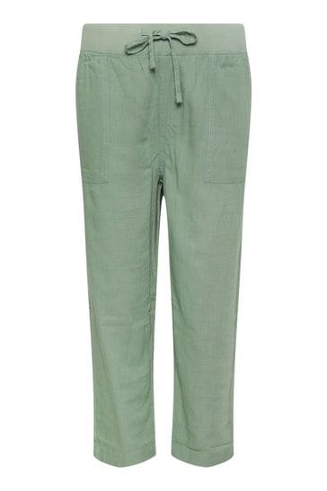 Buy M Co Green Petite Linen Cropped Trousers from Next Bahrain