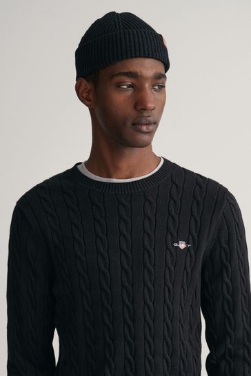 Mens black cable knit jumper outlet