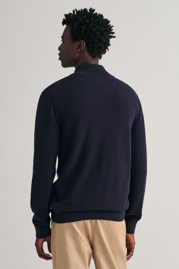 Buy GANT Blue 100 Cotton Pique Zip Cardigan from Next Kuwait