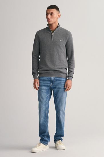 Gant half zip jumper grey outlet