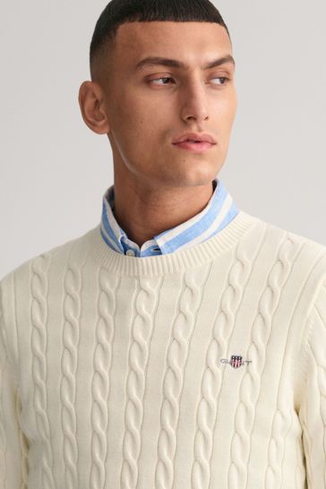 Gant cotton cable top crew neck jumper