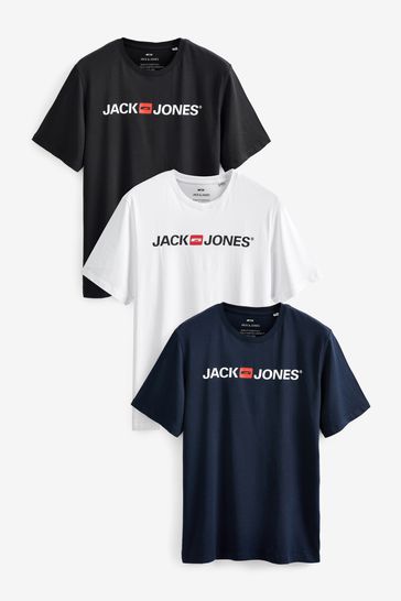 JACK & JONES White Multipack Logo T-Shirts 3 Pack