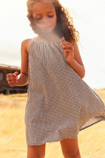 Black White Gingham Strappy Dress 3 16yrs